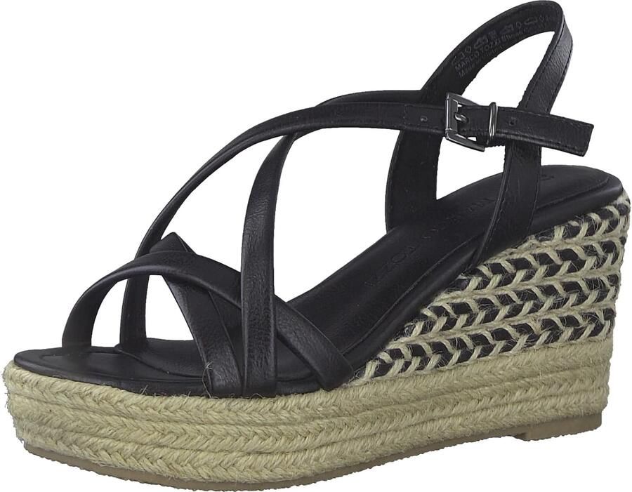 Marco Tozzi 2-2-28353-20 Zwart raffia zool Sandaal