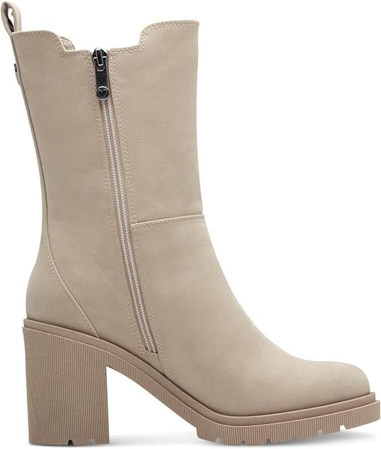 Marco Tozzi 2-25445-41 349 kleur Taupe Nubuck Chelsea Halfhoge laars met blokhak rits