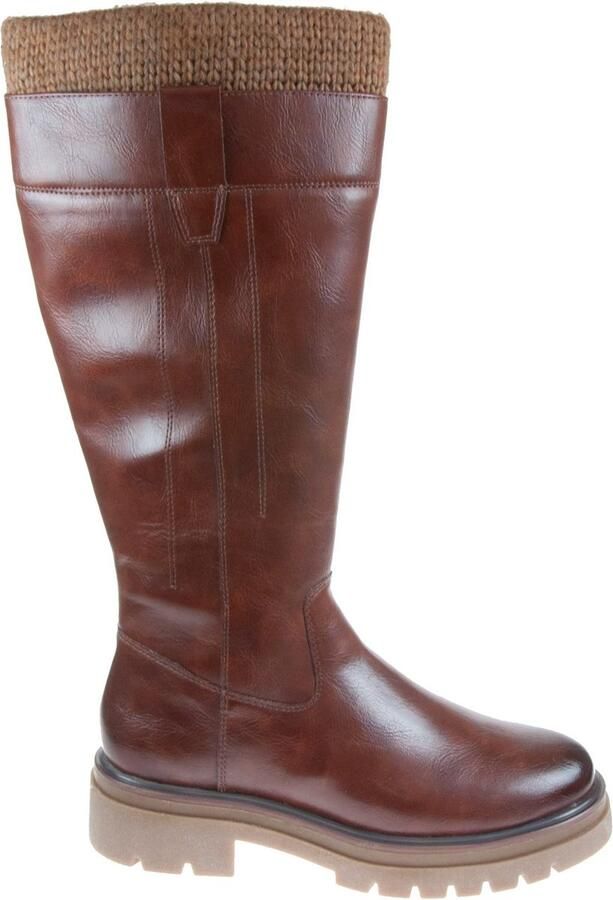 Marco Tozzi 2-26681-41 375 Hoge bruine leren laarzen gevoerde boots