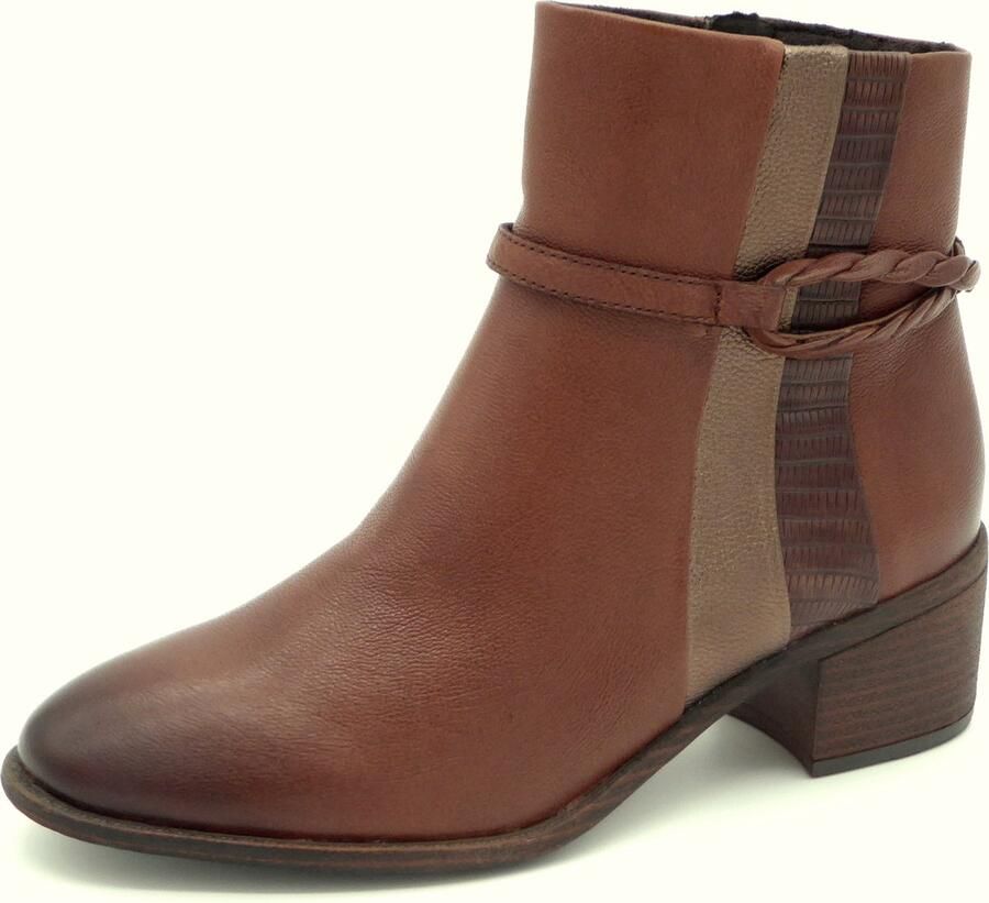 Marco Tozzi MT Leather upper and Feel Me insole Dames Boot Heel COGNAC COMB