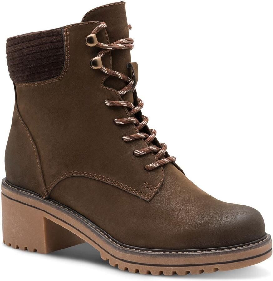 Marco Tozzi Winterlaarsjes blokhak veterboots winterboots met haken in bergbeklimmerslook