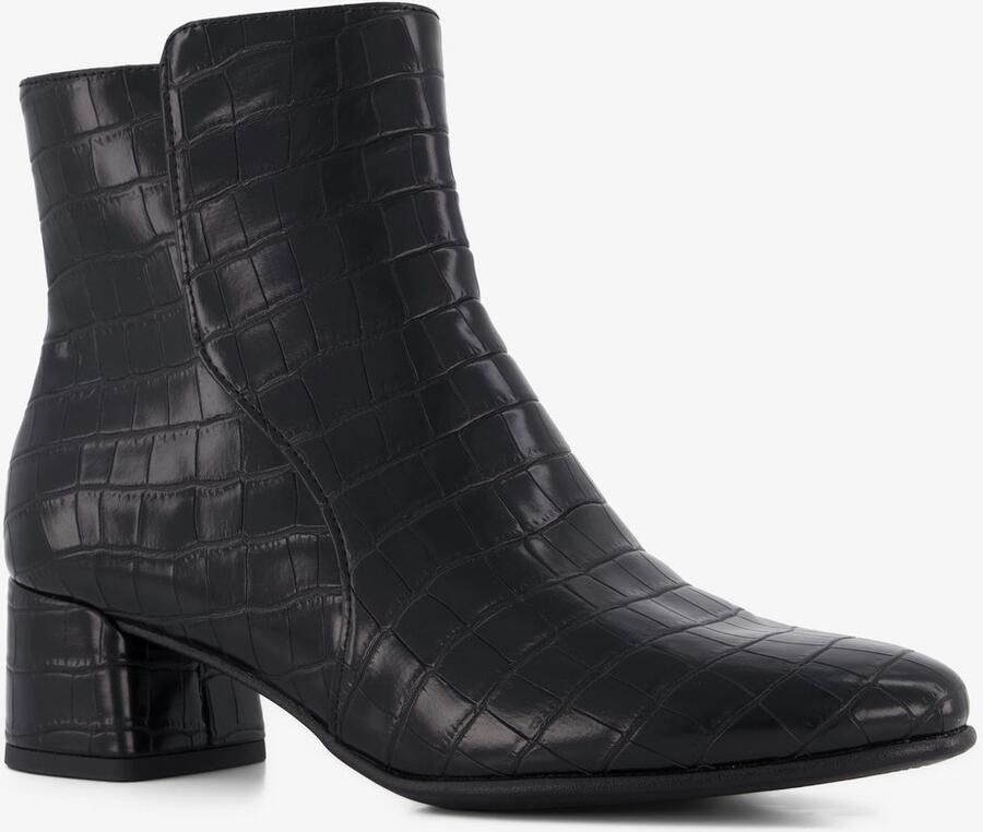 Marco Tozzi dames enkellaarsjes met crocoprint zwart