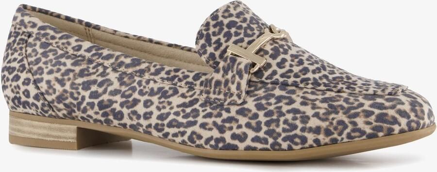 Marco Tozzi dames loafers met panterprint beige bruin