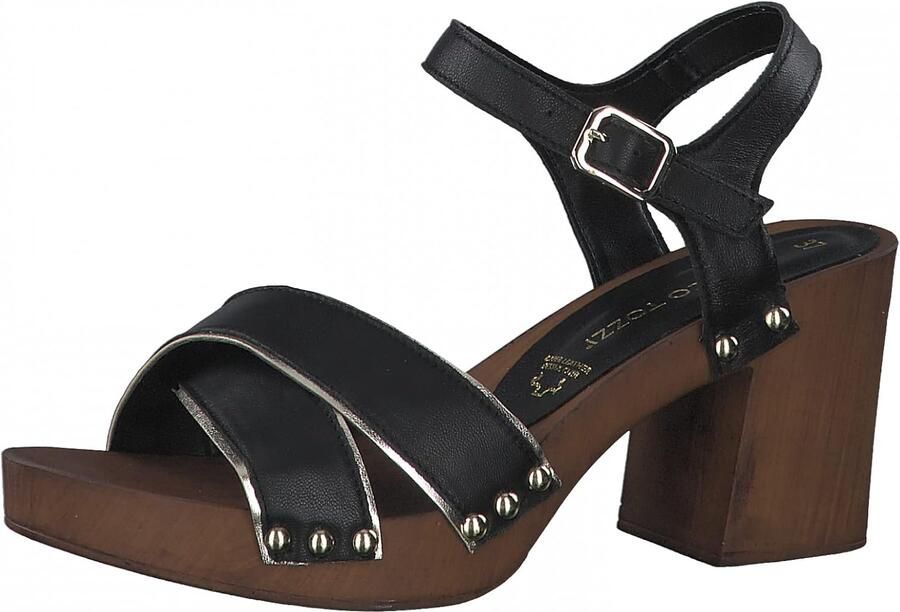 Marco Tozzi Dames Sandalen met Blokhak en Gesp Zwart