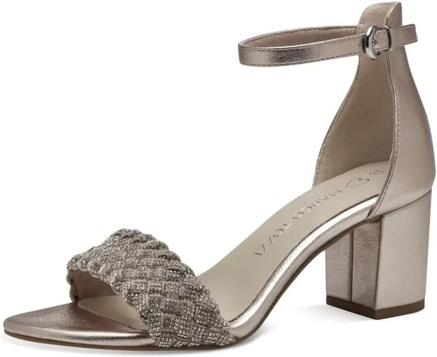 Marco Tozzi Dames Sandalen met Blokhak Zilver Comb
