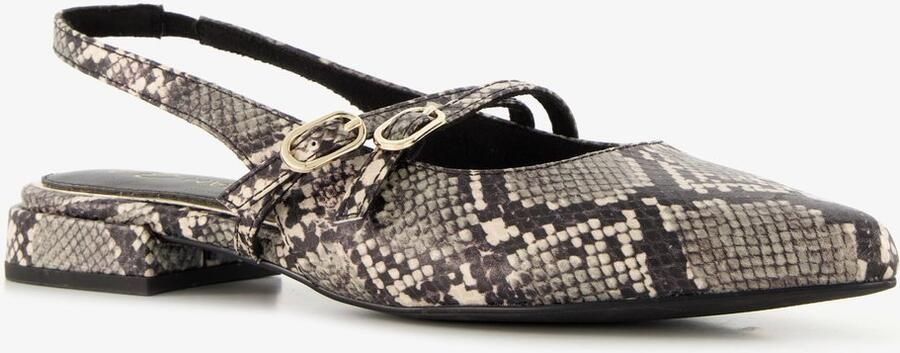 Marco Tozzi dames slingbacks met slangenprint Zwart