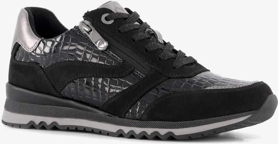 Marco Tozzi dames sneakers met croco dessin zwart Uitneembare zool