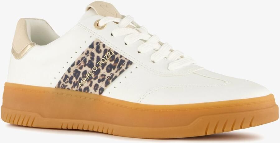 Marco Tozzi dames sneakers met luipaardprint wit Uitneembare zool