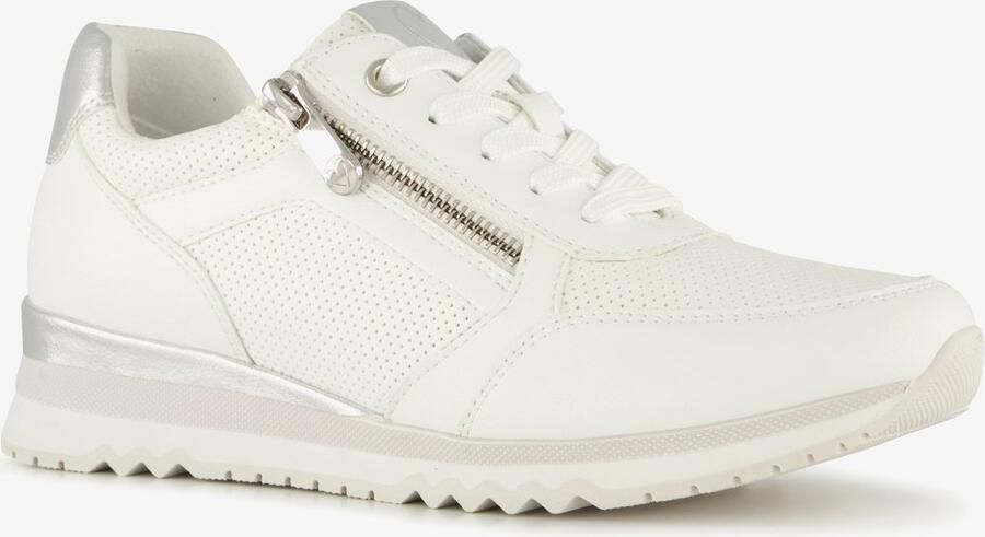 Marco Tozzi dames sneakers met rits en veter wit Uitneembare zool