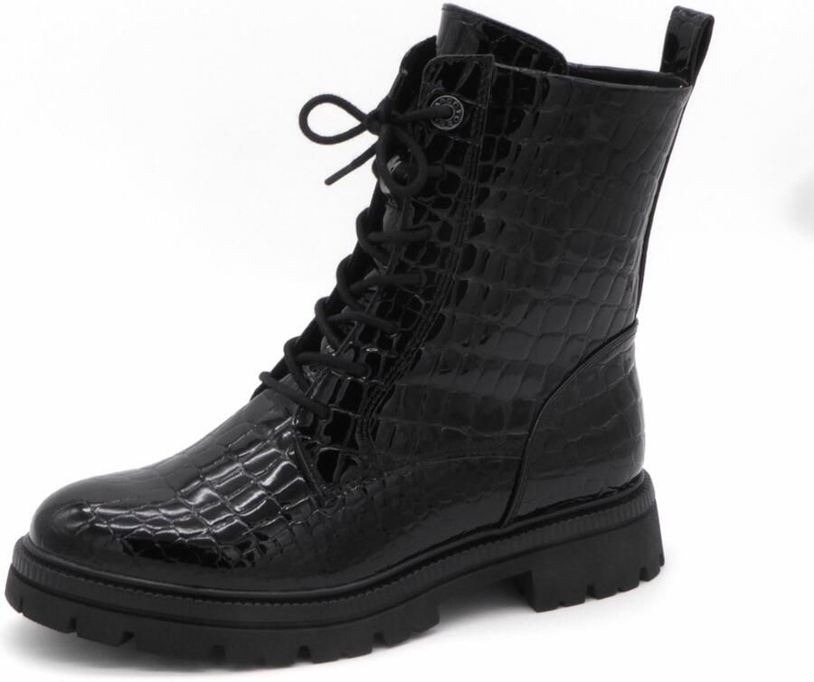 Marco Tozzi Dames Veterboot 25207-068 Zwart Lak