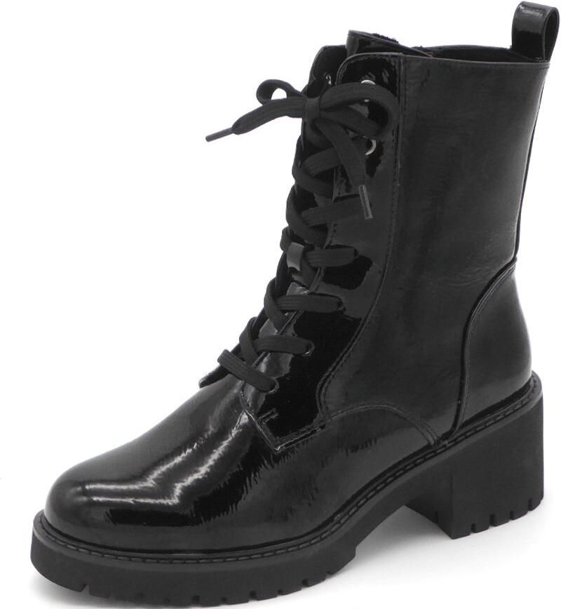 Marco Tozzi Dames Veterboot 26237-018 Zwart Lak