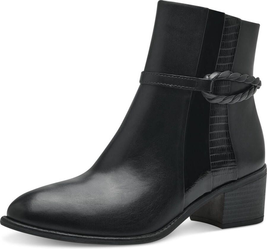 Marco Tozzi MT Leather upper and Feel Me insole Dames Boot Heel BLACK COMB