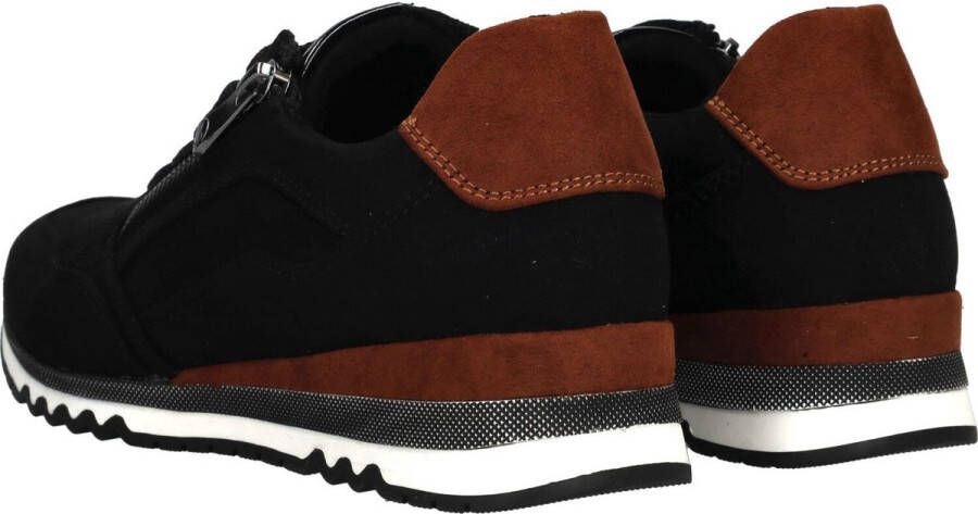 Marco tozzi Zwarte Suède Sneaker met Cognac Details Black Dames