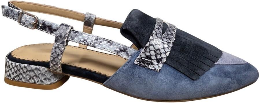 Maripe MA159 Combi Light Blue Python Slicgbacks Blauw Suede Dames Blauw Slangenprint
