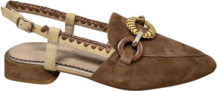 Maripe MA161 Combi Yellow Sand Slingbacks Bruin Suede Dames Bruin