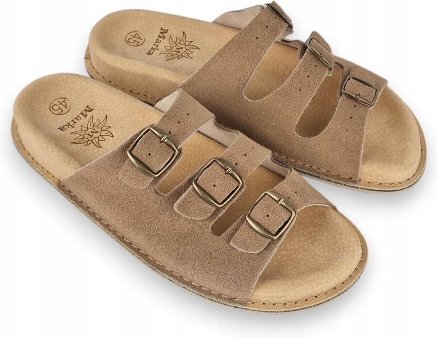Marka Herenschoenen: Leren Fusbet Pantoffels Cappuccino Style Beige