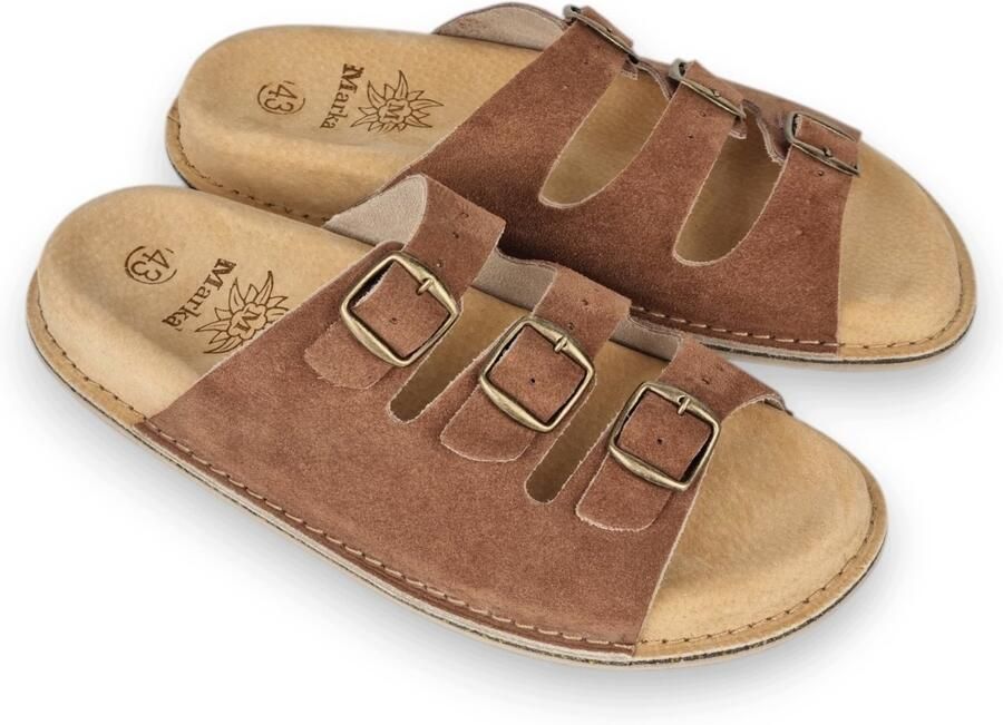 Marka Herenslippers Leer Fusbet Toffee Style Beige