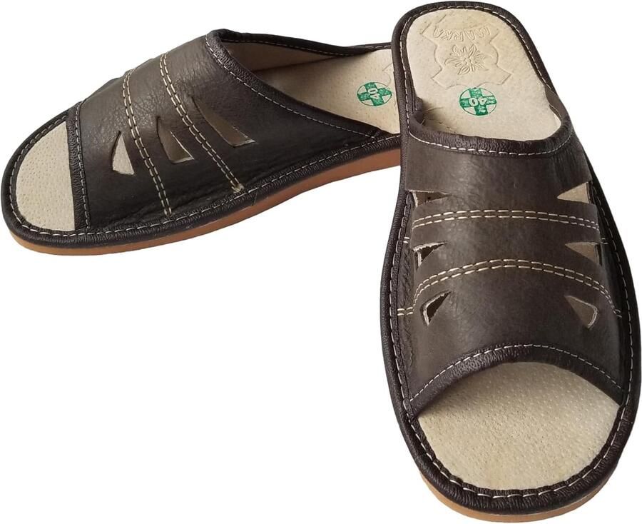 MARKA WYROBY WEŁNIANE Heren Slippers Leer Zomer Open Teen Ademend Comfortabel