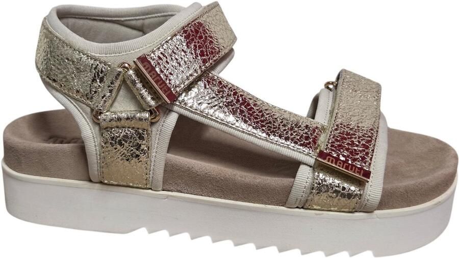 Maruti Beau leren sandalen met klittenband Goud Leer Plateau sandalen Dames