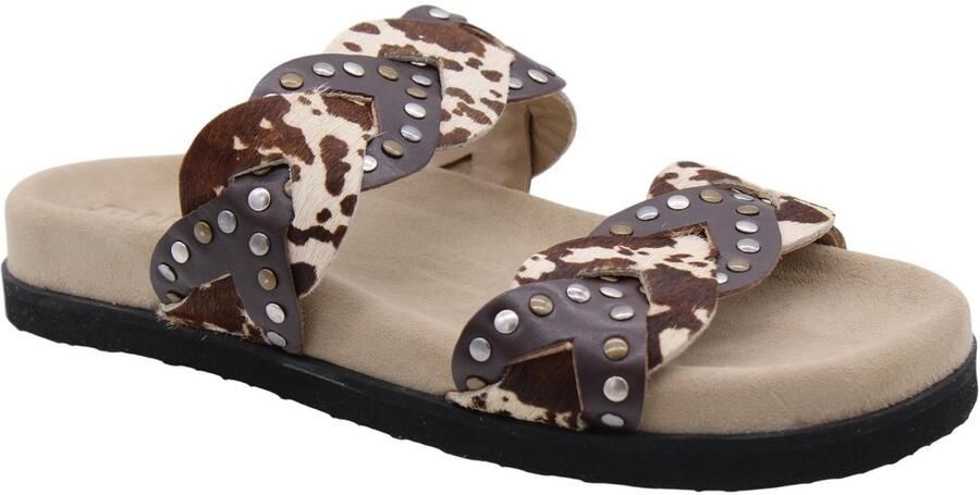 Maruti leren dames slippers met luipaardprint Evie