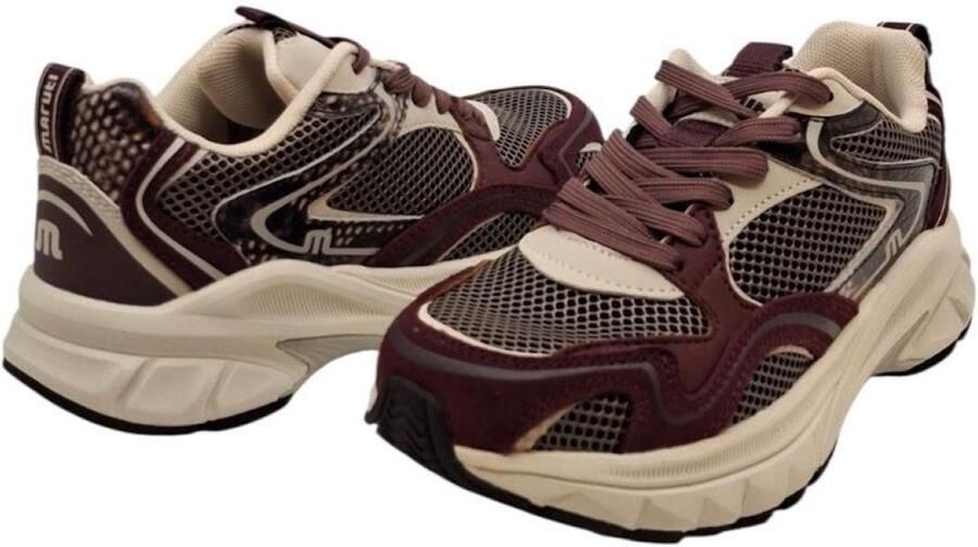 Maruti Novi Leather Bordo Dames sneaker met uitneembaar voetbed