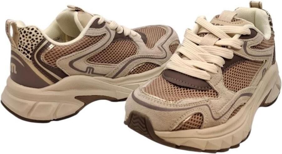 Maruti Novi Leather Nude Dames sneaker met uitneembaar voetbed