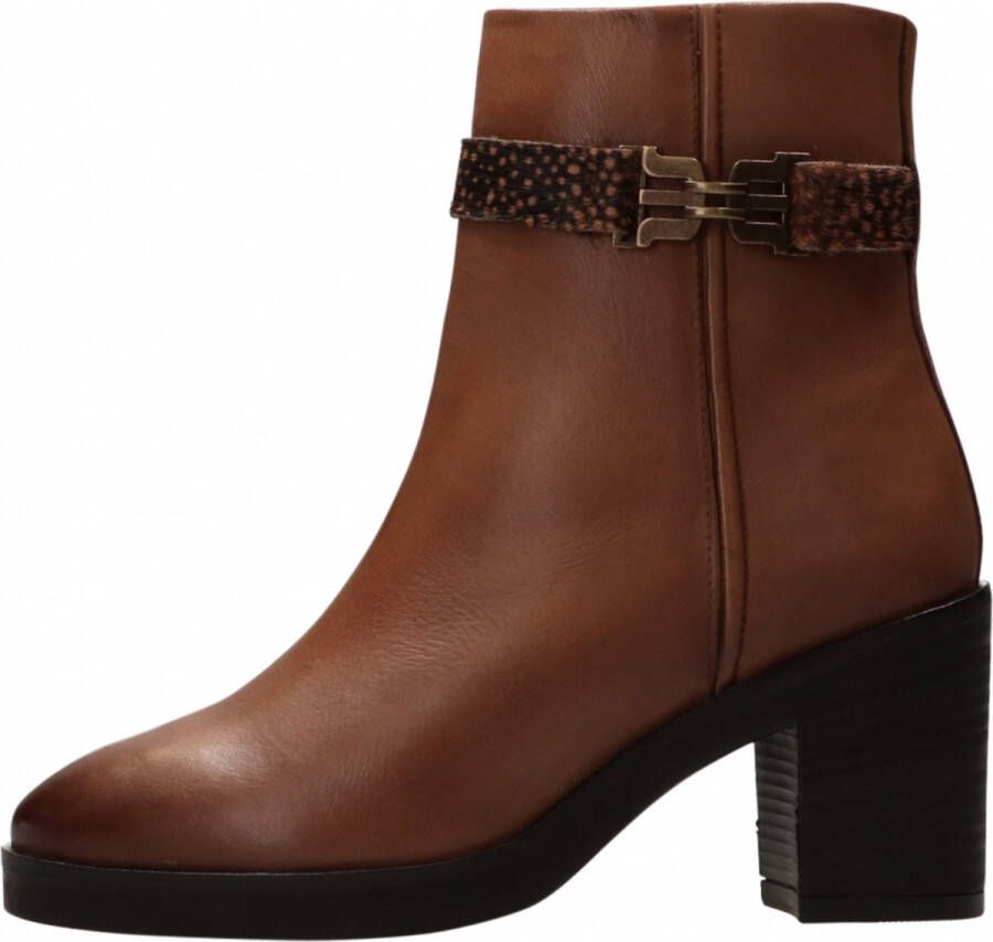 Maruti Vivien Enkellaarsjes op hak Cognac Cogna Pixel Black