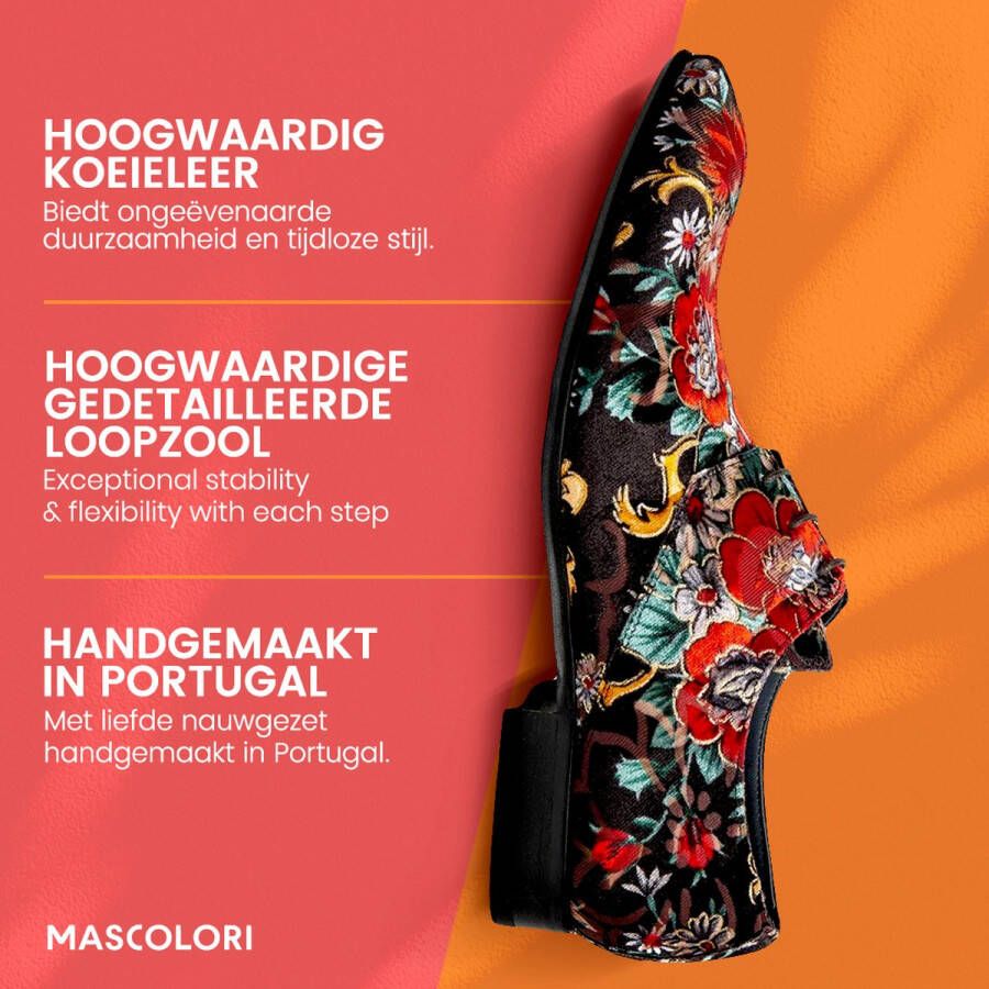 Mascolori Herenshoenen Floral Firework Handgemaakte Schoenen in Leer