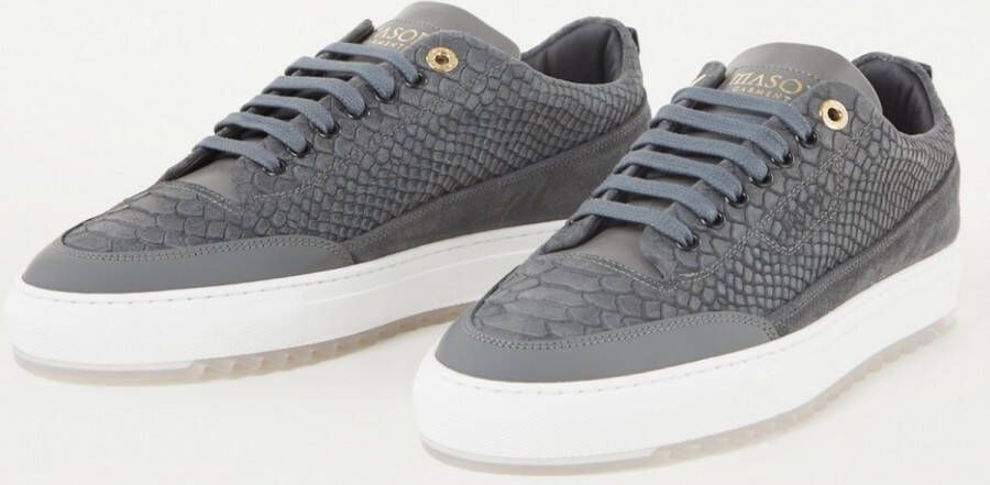 Mason Garments Torino sneaker van suède met slangenstructuur Zwart
