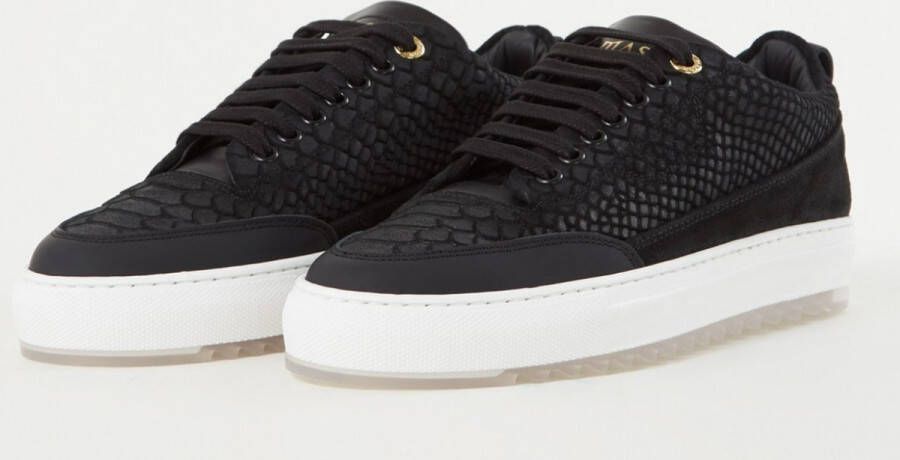 Mason Garments Torino sneaker van suède met slangenstructuur Zwart - Foto 3