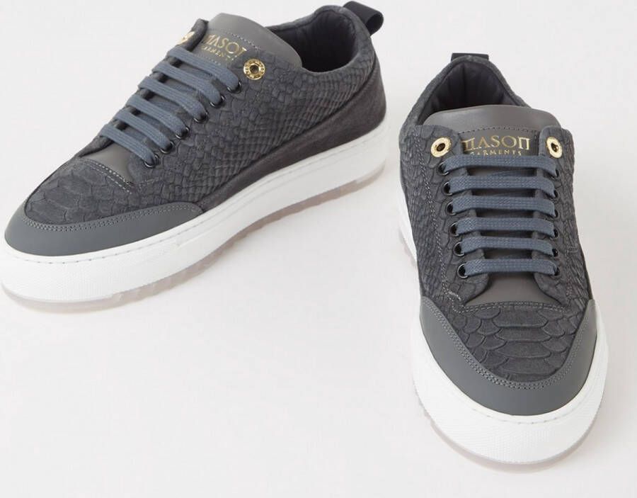 Mason Garments Torino sneaker van suède met slangenstructuur Zwart
