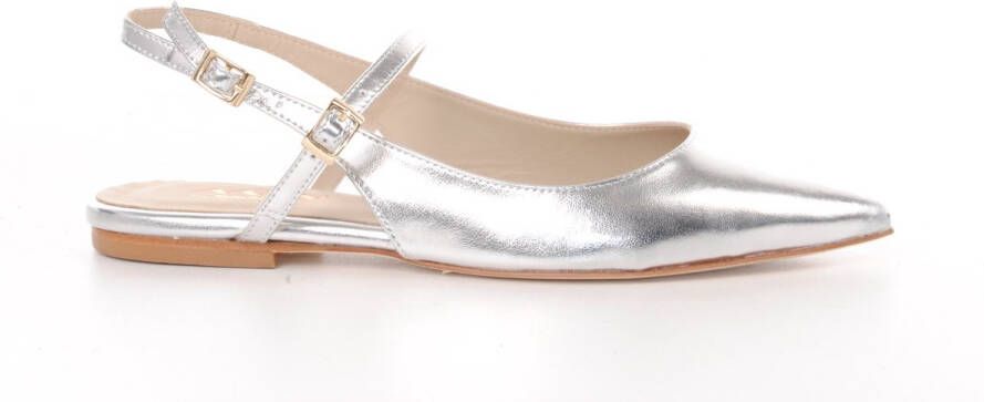 MAURY dames ballerine Karpi metallic zilver leder