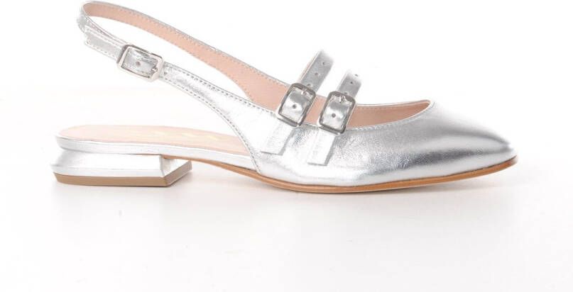 MAURY dames ballerine met riempjes Montana zilver leder