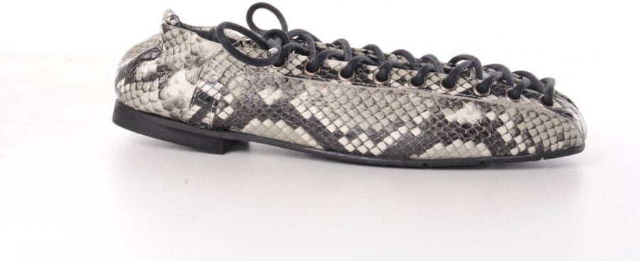 MAURY dames ballerine Petrarca leder pitonprint grijs zwart