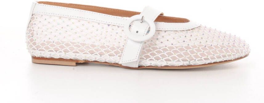MAURY dames ballerine Salazar wit netje met strass
