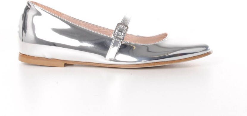MAURY dames ballerine Venezuela leder metallic spiegel zilver