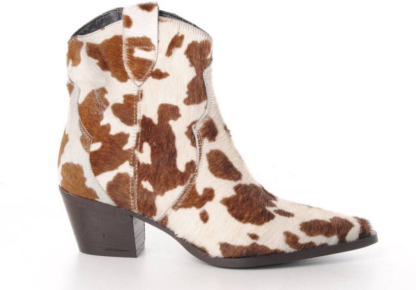 MAURY dames enkellaarsje Denver Koeienhuid beige en bruin