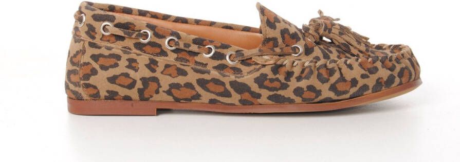 MAURY dames moccassin Helena suède leopard bruin