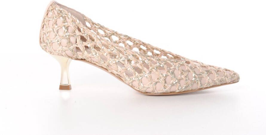 MAURY dames pump Eros gevlochten beige en goud leder