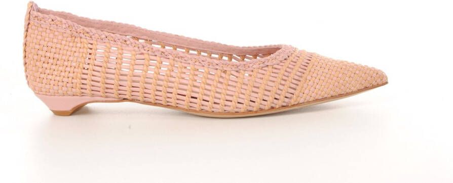 MAURY dames pump in gevlochten leder rose en beige