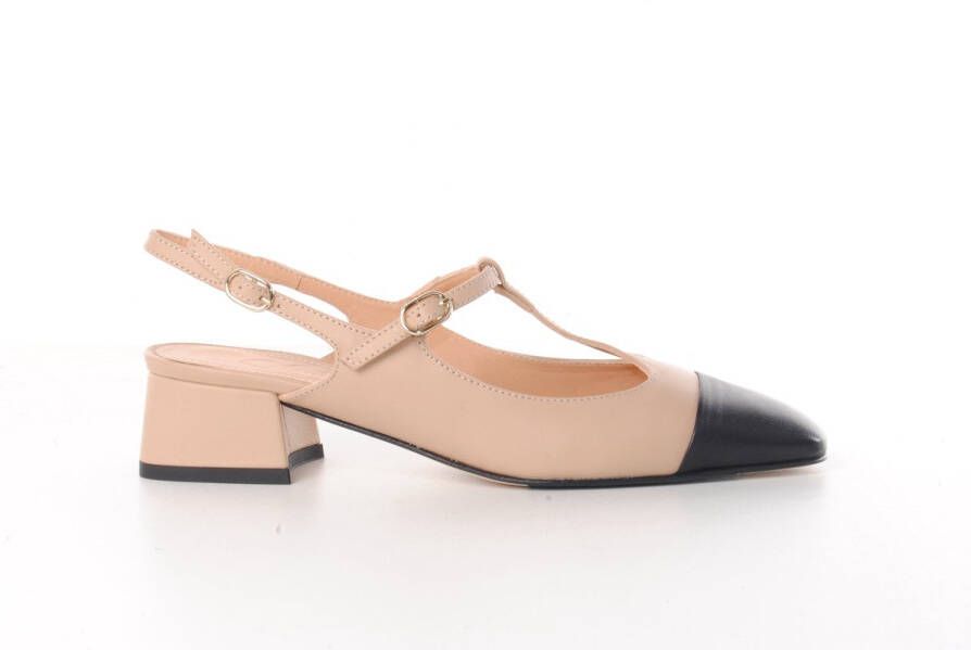 MAURY dames pump Mathilda beige met zwart leder