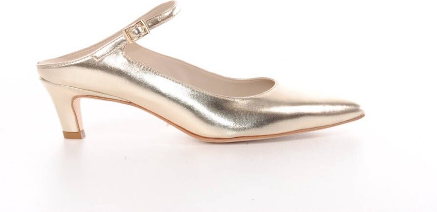 MAURY dames pump open hiel Millie platina metallic leder