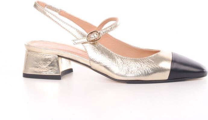 MAURY dames slingback in leder goud en zwart