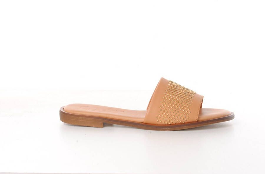 MAURY dames sliper Euripides naturel leder met studs