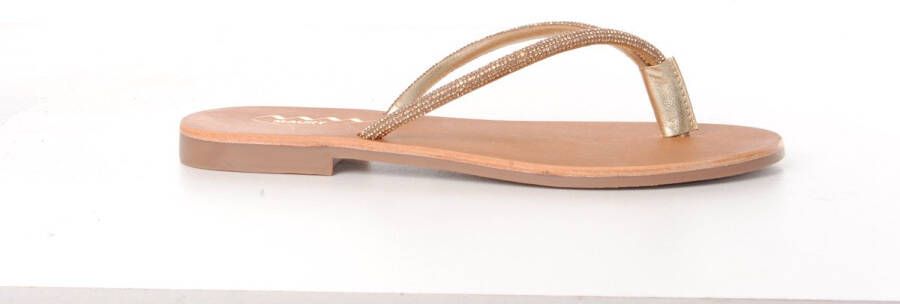 MAURY dames teenslipper in goudkleurige strass