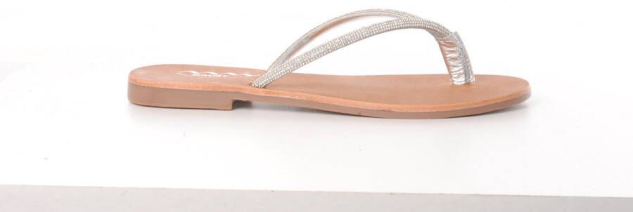 MAURY dames teenslipper zilver strass