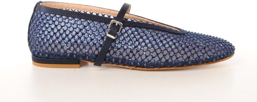 MAURY dames ballerine Amalfi textiel met strass blauw