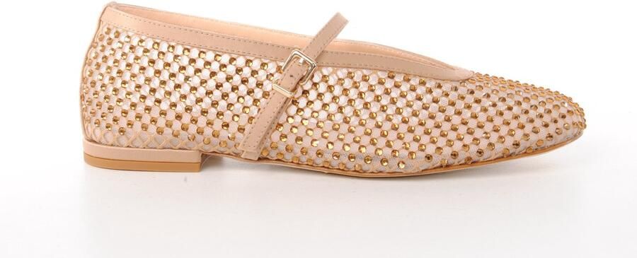 MAURY dames ballerine Amalfi textielmet strass beige