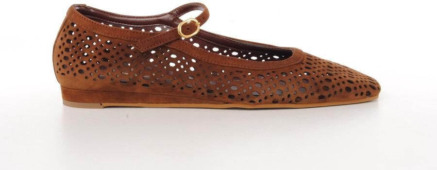 MAURY dames ballerine Mammamia suède bruin