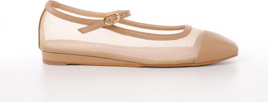 MAURY dames mary jane Penelope leder en nylon beige